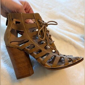 Rebecca Minkoff Tan Lace-Up Block Heels